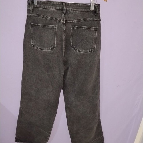 Oversized black acid wash jean pants like new, wide leg culotte