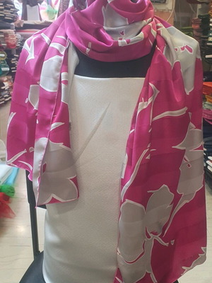 Satin silk printed pashmina scarf new 2 meters x 60 width