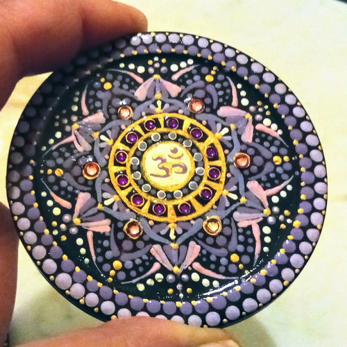 Handmade Sahasrara mandala magnet new, decorative plaster art