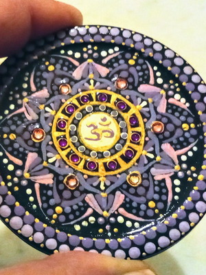Handmade Sahasrara mandala magnet new, decorative plaster art