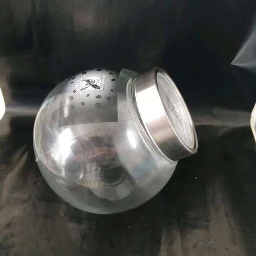 Collectible glass jar "Papagalos Loumidis" like new