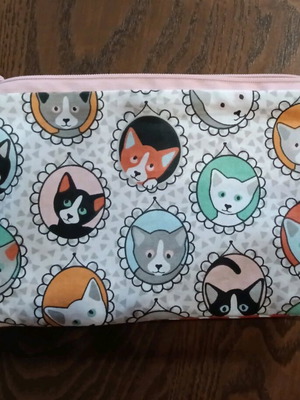 Handmade Vintage Cats Cosmetic Bag like new, 20 x 13 cm