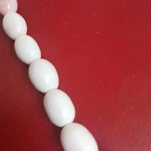 Pressed coral necklace, soft pink color, 45 cm