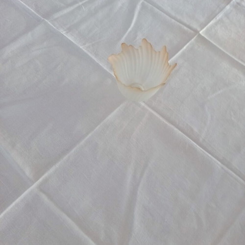 Handmade white jacquard tablecloth with embossed designs like new