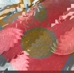 Ορειχάλκινος δίσκος καφενείου vintage μεταχειρισμένος 34x34cm