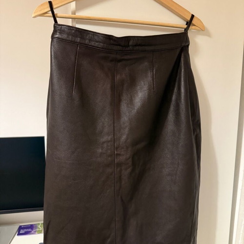 Grace Leather midi skirt brown like new, size Medium