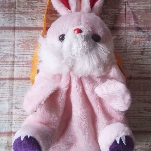 Children's velvet bunny backpack used