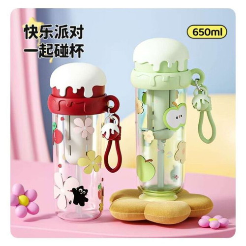 Water Bottle 650ml with Built-In Filter and Cute Designs