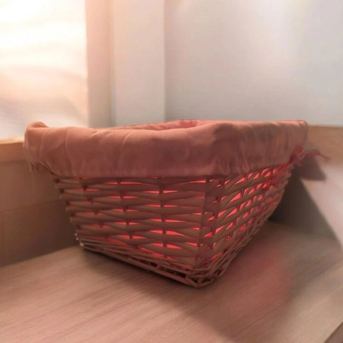 Set of 2 Pink Wicker Baskets with Fabric Lining