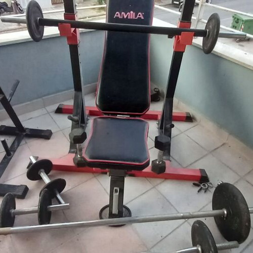 Σετ οργάνων γυμναστικής Amila με πάγκο, μπάρες, βάρη και αλτήρες