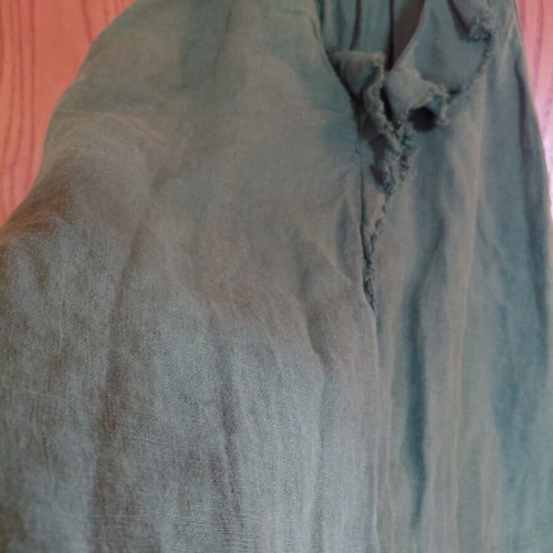 Zara green linen top with ruffles medium, like new