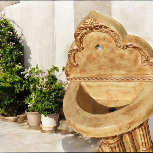 Hana Garden Concrete Outdoor Fountain Beige and Brown, New