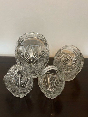 Crystal baskets collection like new, handmade cut crystal set of 4