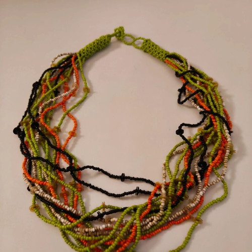 Boho handmade necklace like new with multistrand beads