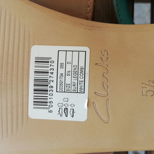 Clarks leather sandals new, tan with turquoise and white, size 39