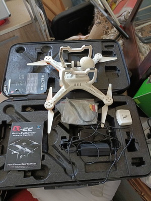 Drone with FPV monitor and original hard case for repair or parts