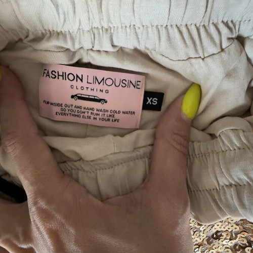 Fashion Limousine gold sequin wide-leg pants XS