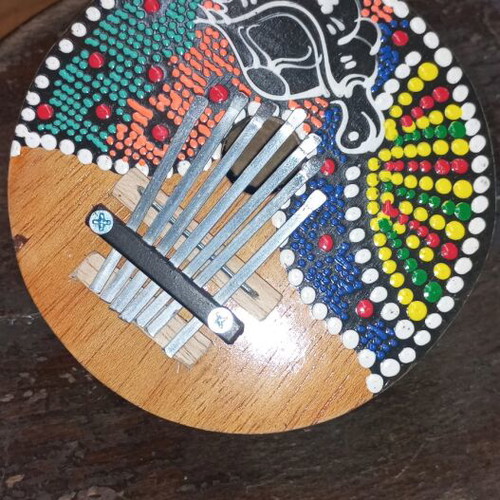 Handmade Kalimba (Thumb Piano) made from coconut shell - Ethnic design