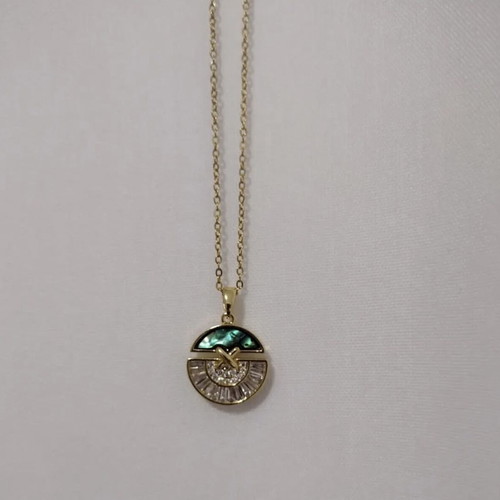 Stainless steel necklace new with zircon 45cm adjustable chain