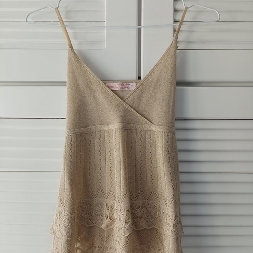 Stradivarius gold knitted top with straps and back tie