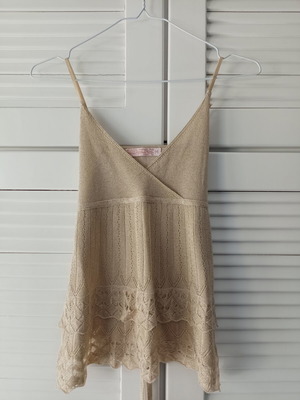 Stradivarius gold knitted top with straps and back tie