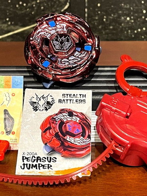 Beyblade XTS Stealth Battlers Pegasus Jumper X-200 with Card and Launcher used