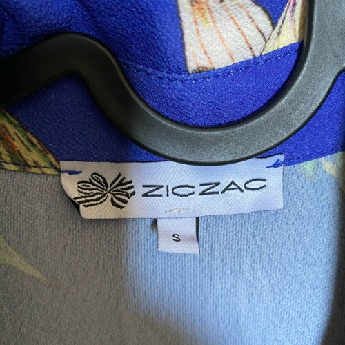 Zic Zac dress long sleeveless with buttons and belt used, blue floral, small