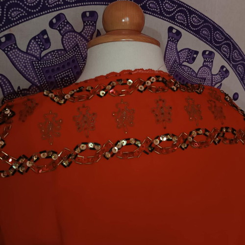 Vintage Caftan embroidered, new, red, size L