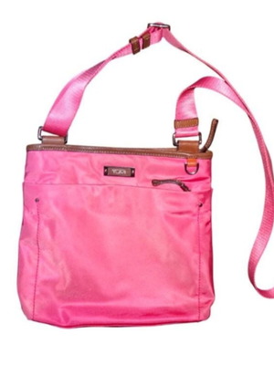 Tumi Voyageur Capri crossbody bag like new, pink nylon and leather trim