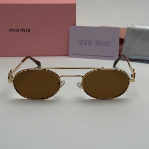 MiU MiU Women's Oval Sunglasses Black Brown Gold New UV400 Protection