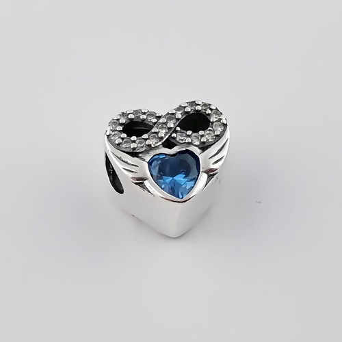 December Birthstone Heart Charm Silver with Blue Zircon new
