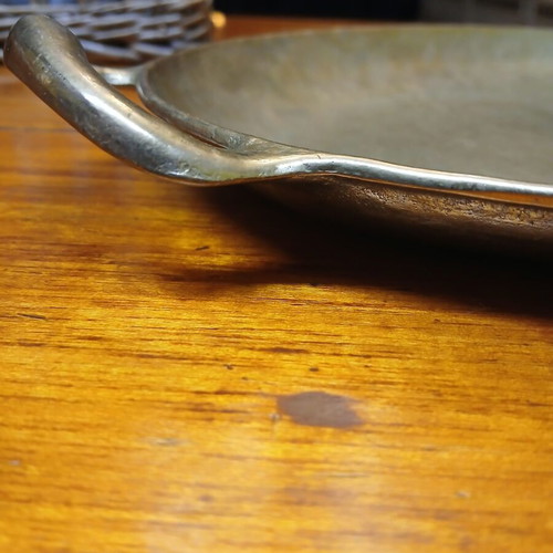 Brass tray used decorative signed heavy item