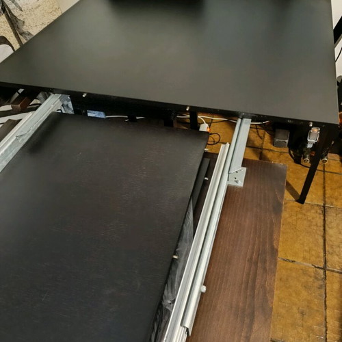 Dining set used, extendable table up to 2.8m with 6 fabric chairs