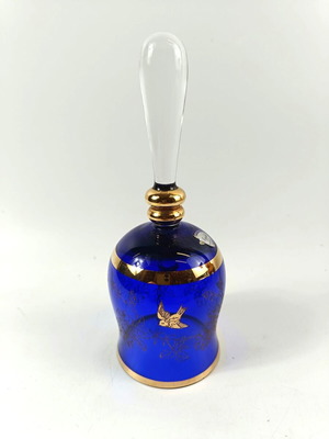 Bohemia Glass χειροποίητο κρυστάλλινο καμπανάκι σε μπλε κοβαλτίου