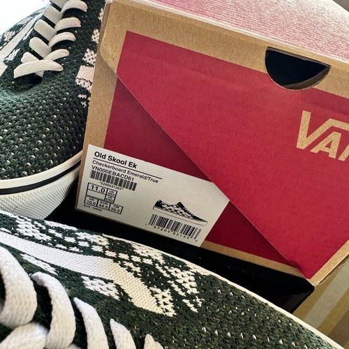 Vans Old Skool EK Checkerboard casual shoes new, size 44.5, white and green