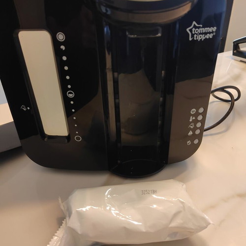 Tommee Tippee Perfect Prep baby milk maker used with new sealed filter