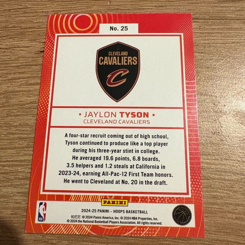 2024-25 Panini NBA Hoops We Got Next Jaylon Tyson #25 Cavaliers card new