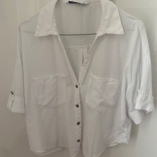 Zara cotton shirt short sleeve medium white like new