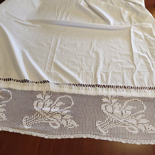 Handmade curtain like new 260x180 with 30 cm lace