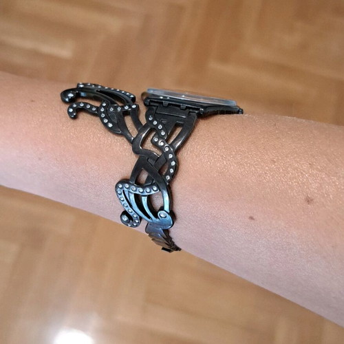 Swatch jewelry watch black with stones like new