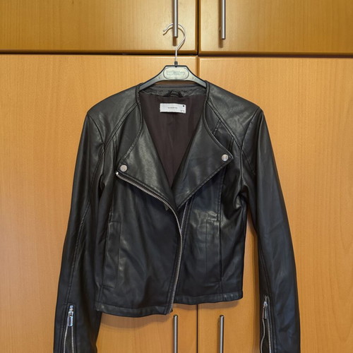 Reserved black leather jacket used, faux leather