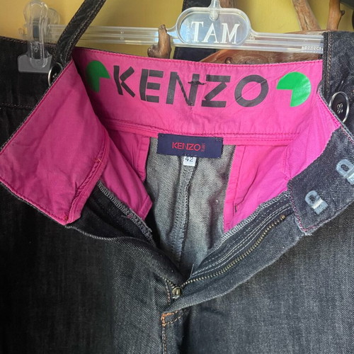 Kenzo black wide jeans like new with detachable straps