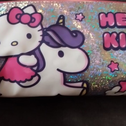 Hello Kitty pencil case like new with colored pencils and crayons