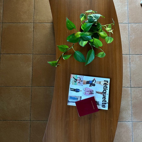 Neoset coffee table used, walnut imitation