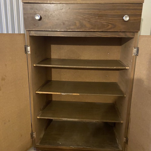 Vintage brown wood multipurpose cabinet and shoe rack