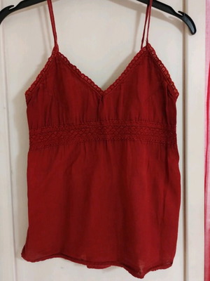 Red top with straps used, size small