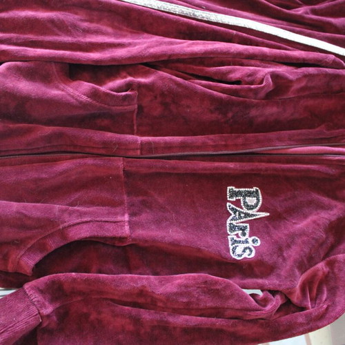 Velvet kids tracksuit with hoodie like new, red, for 14 years old
