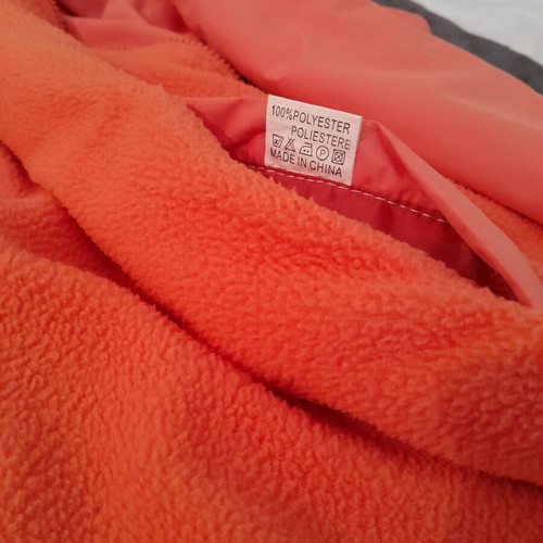 Spring fleece jacket L with removable hood like new, pale apricot