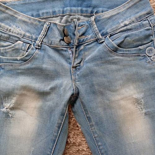 Women's jeans used with rips, size XS, blue