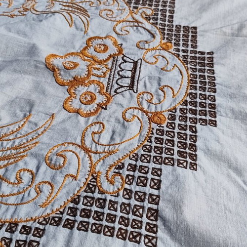 Handmade embroidered cotton tablecloth, 140x125 cm